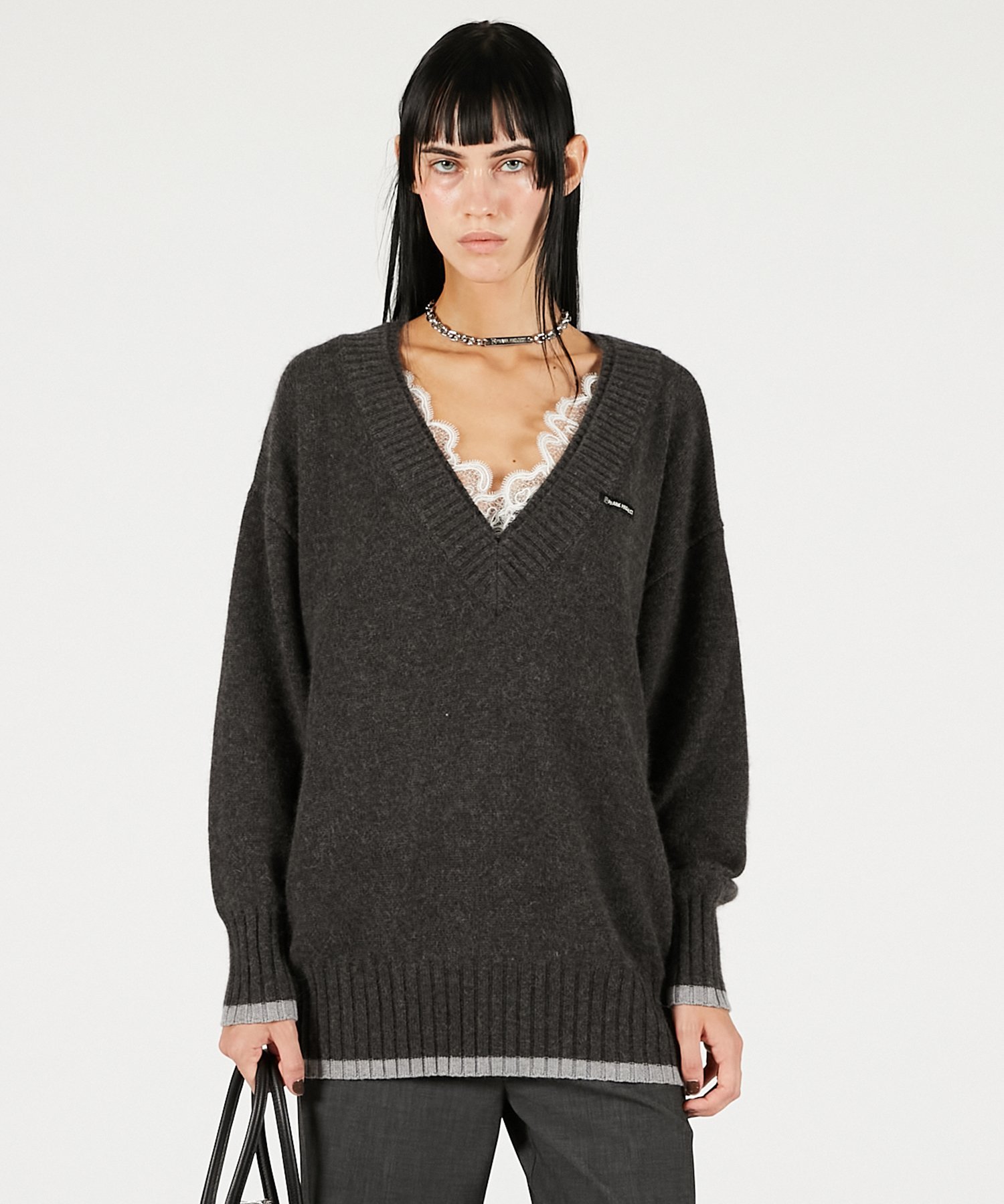 PRANK PROJECT アンゴラウールVネックニット プランク プロジェクト トップス ニット ブラック ホワイト ピンク グレー【送料無料】のサムネイル