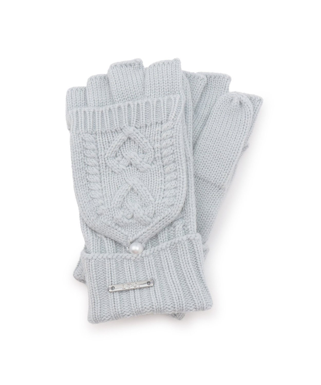 【SALE／10%OFF】Lovetoxic ケーブル編み手袋 ナルミヤオンライン ファッション雑貨 手袋 ブルー ホワイト グレーのサムネイル