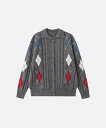 U:UME Argyle Jeresy Cardigan ユーム トップス カーディガン グレー ブラウン【送料無料】
