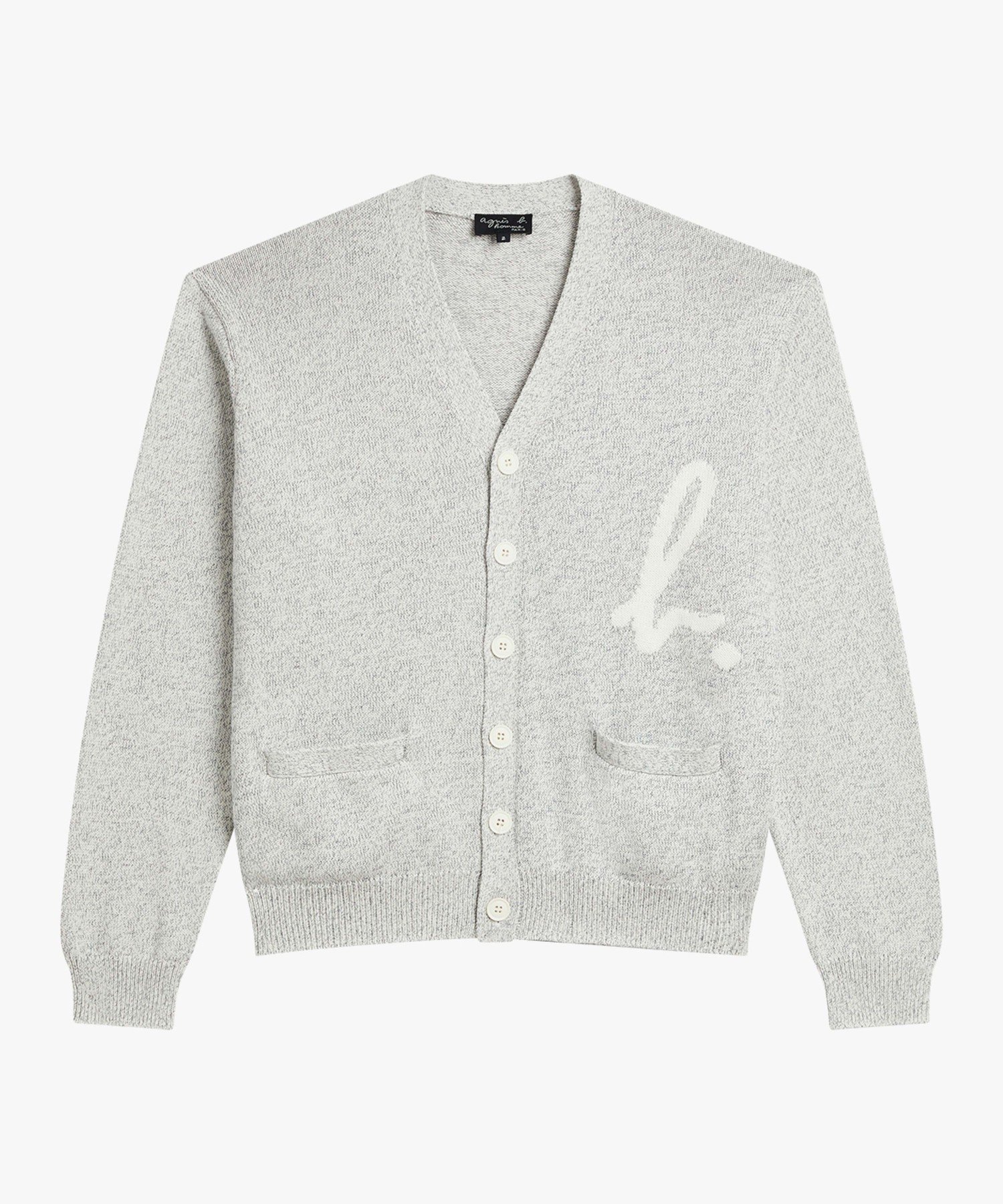 【SALE／46%OFF】agnes b. HOMME メンズ "b."ロゴ コットン Vネック カーディガン アニエスベー トップス カーディガン グレー【送料無料】