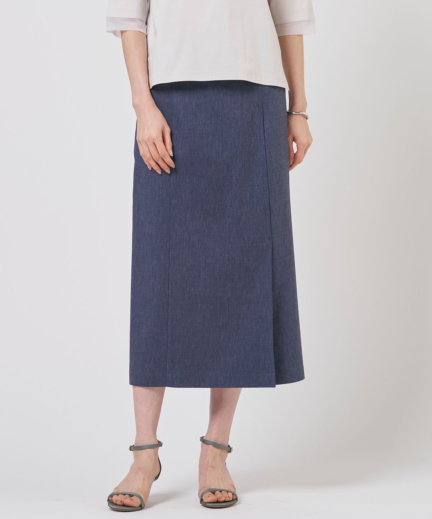 【SALE／40%OFF】J.PRESS LADIES L 【セット着用可】リネンバイオシャンブレー Aライン スカート ジェイプレス スカート ロング・マキシスカート ブラウン ベージュ ネイビー【送料無料】
