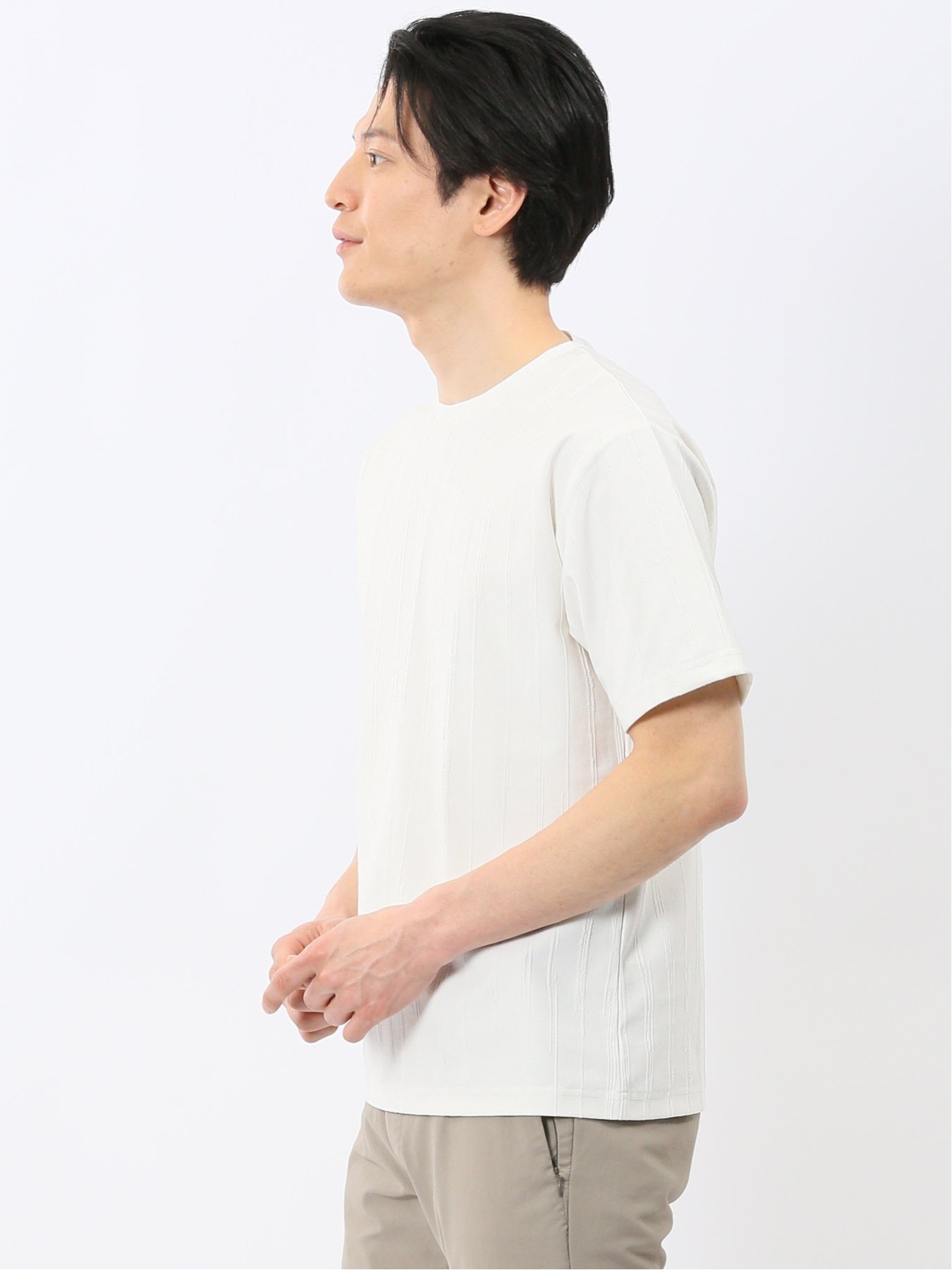 【SALE／10%OFF】m.f.editorial リンクス ストライプ クルーネック 半袖 Tシャツ タカキュー トップス カットソー・Tシャツ ホワイト