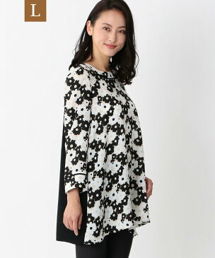 TO BE CHIC(大きいサイズ) 【L】フラワープリントコンビチュニック サンヨー エルサイズ シャツ/ブラウス シャツ/ブラウスその他 ピンク ベージュ【送料無料】