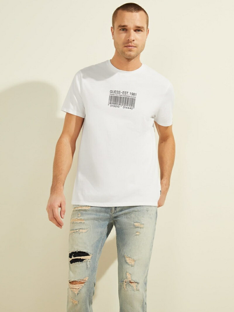 【SALE／61%OFF】GUESS (M)Barcode Logo Tee ゲス カットソー Tシャツ ブラック ホワイト