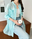 【SALE/49%OFF】GeeRA シアー素材ストライプマルチウェイシャツ ジーラ トップス シャツ・ブラウス イエロー ピンク ブルー