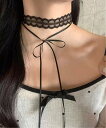 【SALE/16%OFF】Nia Nia/(W)2連 リボン×レースチョーカー チェルカ アクセサリー・腕時計 チョーカー ブラック ホワイト