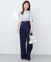 natural couture ビットベルトストレッチパンツ ナチュラルクチュール パンツ その他のパンツ ベージュ ネイビー ブラック【送料無料】