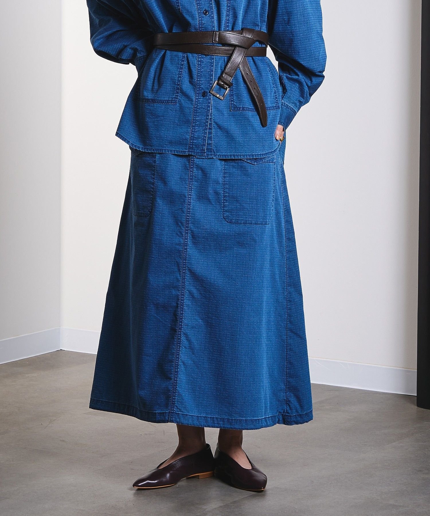 ROSE BUD RIP STOP CARGO POCKET SKIRT ローズバッド スカート その他のスカート ブルー グレー