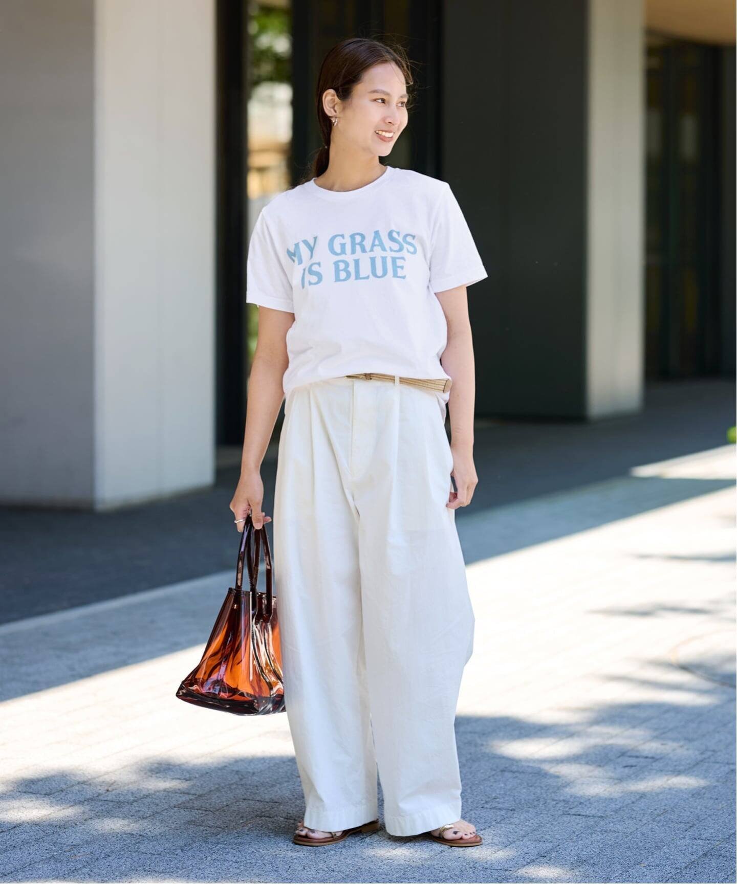 BLUESCENTRIC MY GRASS IS BLUE TEE フレームワーク トップス カットソー・Tシャツ ホワイト