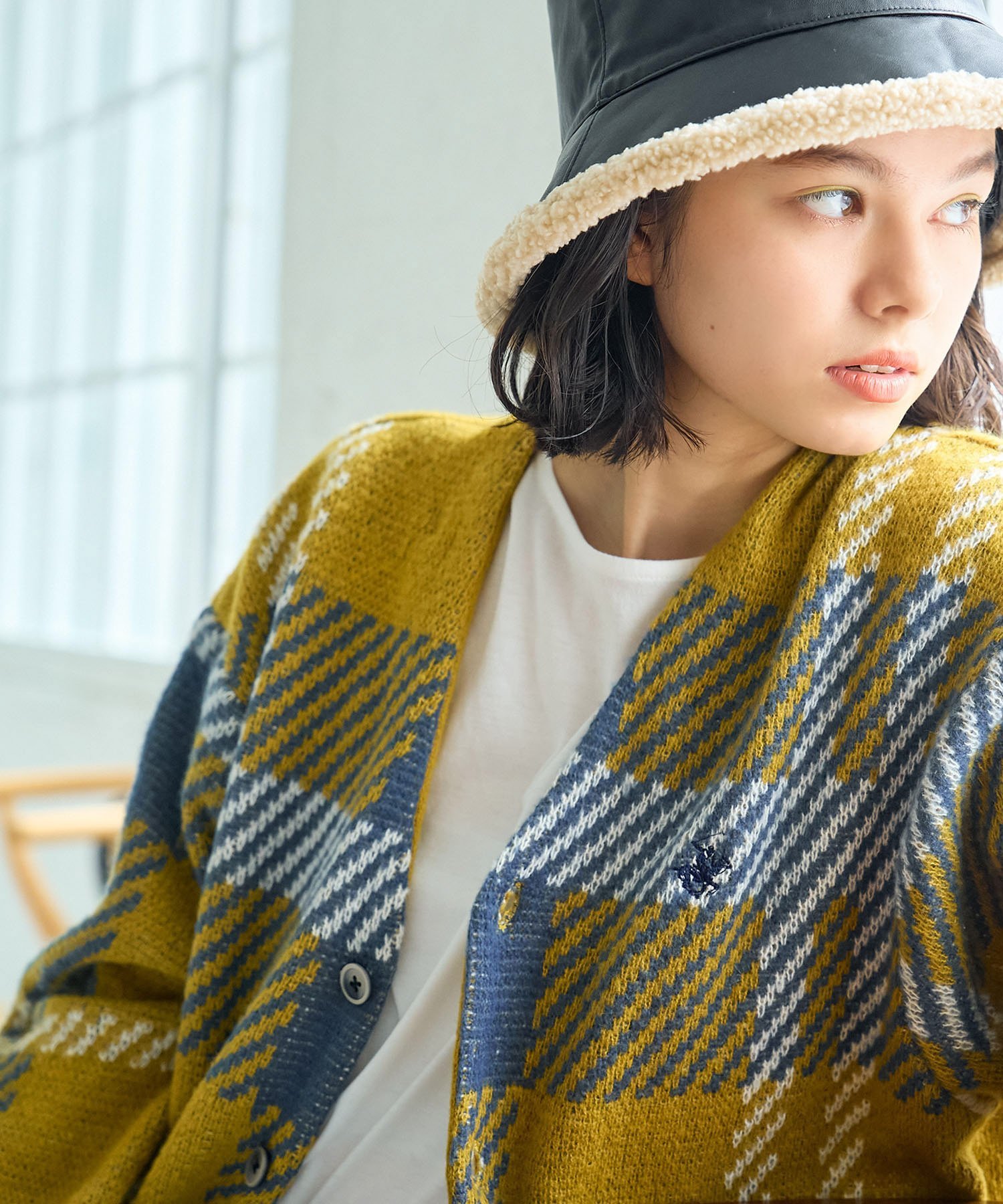 ROPE' PICNIC R 【BEVERLY HILLS POLO CLUB/ビバリーヒルズポロクラブ】モヘヤタッチカーディガン ロペピクニック トップス カーディガン イエロー ブラック ブルー パープル【送料無料】のサムネイル