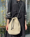 【SALE/12%OFF】axes femme 透かし編み巾着バケツバッグ アクシーズファム バッグ ボストンバッグ ブラウン ベージュ(4)