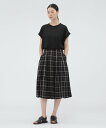 MARGARET HOWELL COTTON LINEN CHECK SKIRT マーガレット・ハウエル スカート その他のスカート ブラック【送料無料】