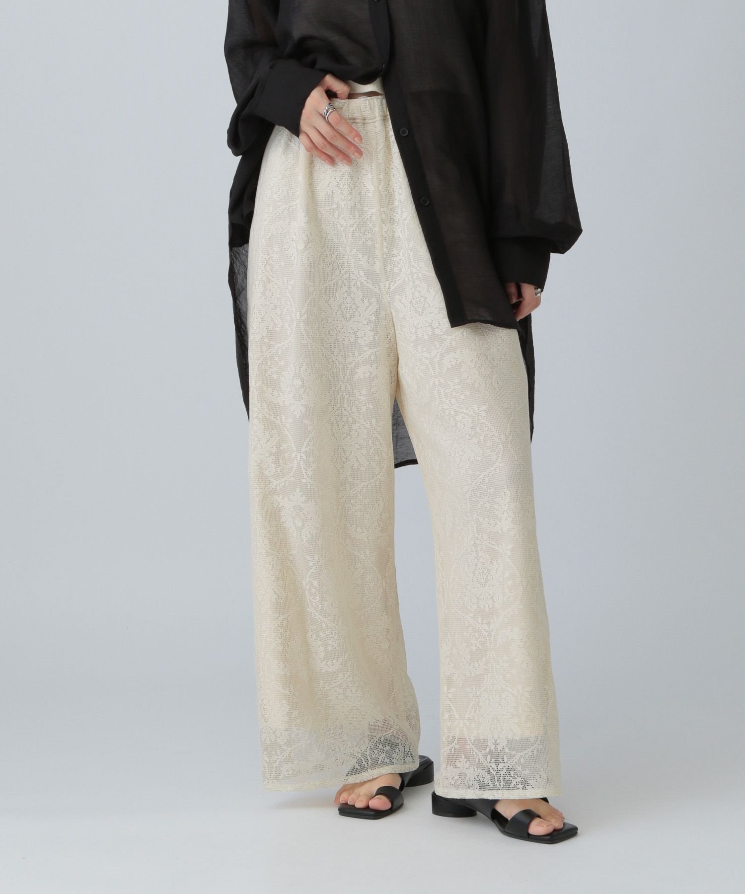 【SALE／30%OFF】LEPSIM レースサイドラインパンツ レプシィム パンツ その他のパンツ ホワイト ブラック【送料無料】のサムネイル