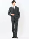 TAKA-Q 光沢ウール混 レギュラーフィット 2ボタン2ピーススーツ 組織グレー タカキュー スーツ・フォーマル セットアップスーツ グレー【送料無料】