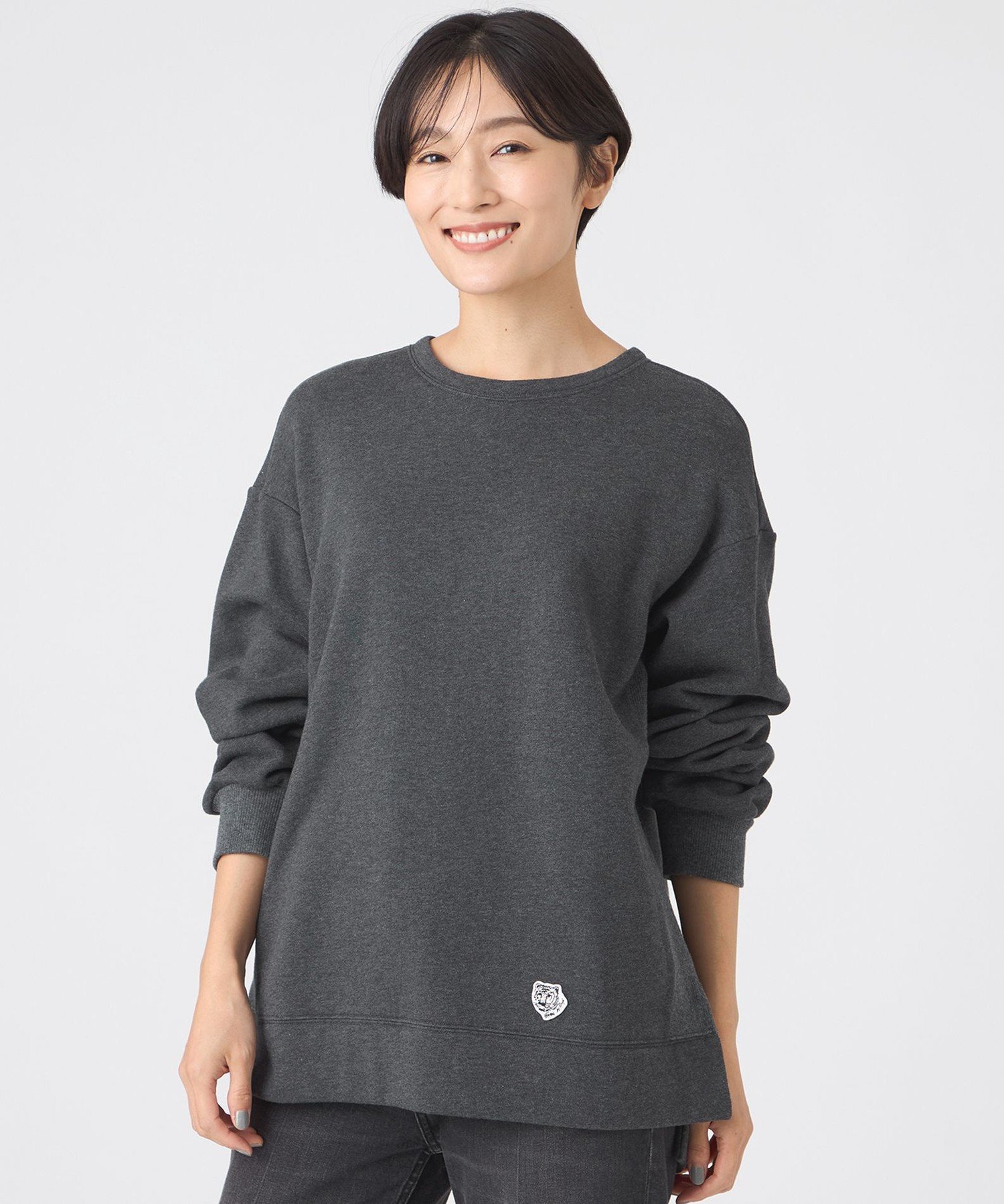 EVEX by KRIZIA 【カタログ掲載】【ウォッシャブル】タイガーパッチ裏起毛スウェット エヴェックス バ..