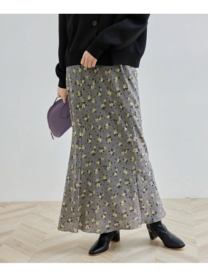 【SALE／65%OFF】ROPE' PICNIC 【リンクコーデ】花ドット柄マーメイドマキシスカート ロペピクニック スカート その他のスカート ブラック グレー ベージュのサムネイル