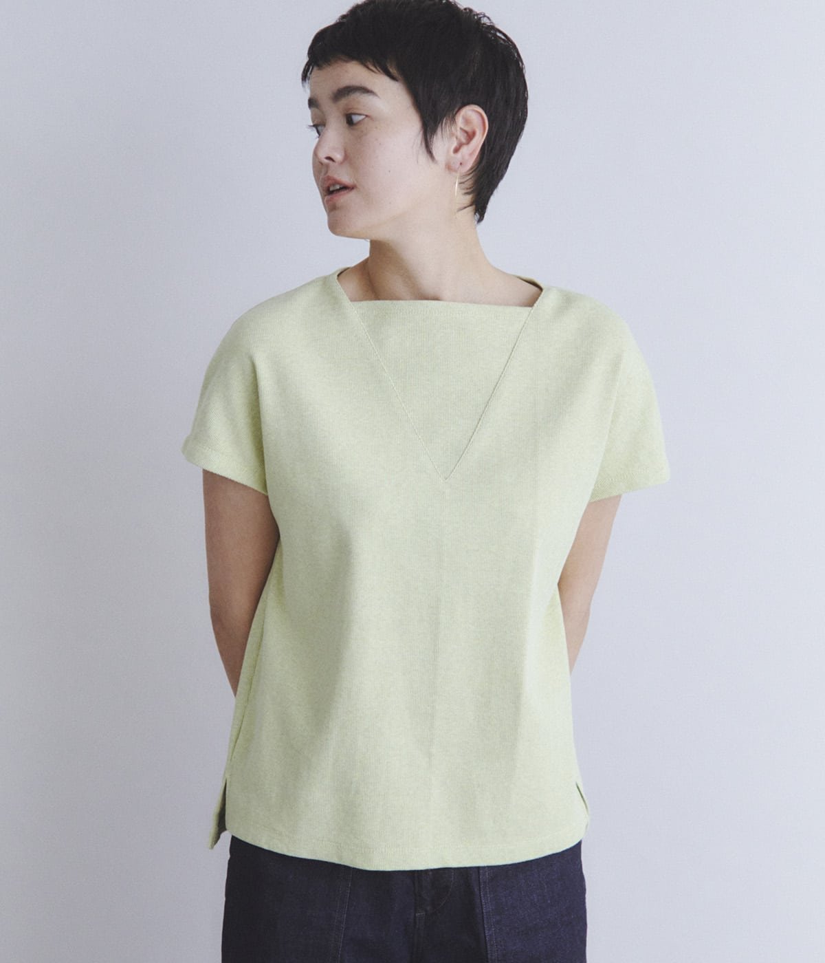 【SALE／32%OFF】SIPULI Top Stretch Rib ビックガゼットプルオーバー シプリ トップス カットソー・Tシャツ イエロー ブルー【送料無料】