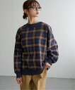 【SALE/30%OFF】LBC with Life チェック切り替えリブプルオーバー エルビーシー トップス その他のトップス ネイビー グリーン ベージュ