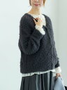 【SALE/60%OFF】Te chichi シャギーミドルカーディガン テチチ トップス カーディガン グレー ブラウン ネイビー