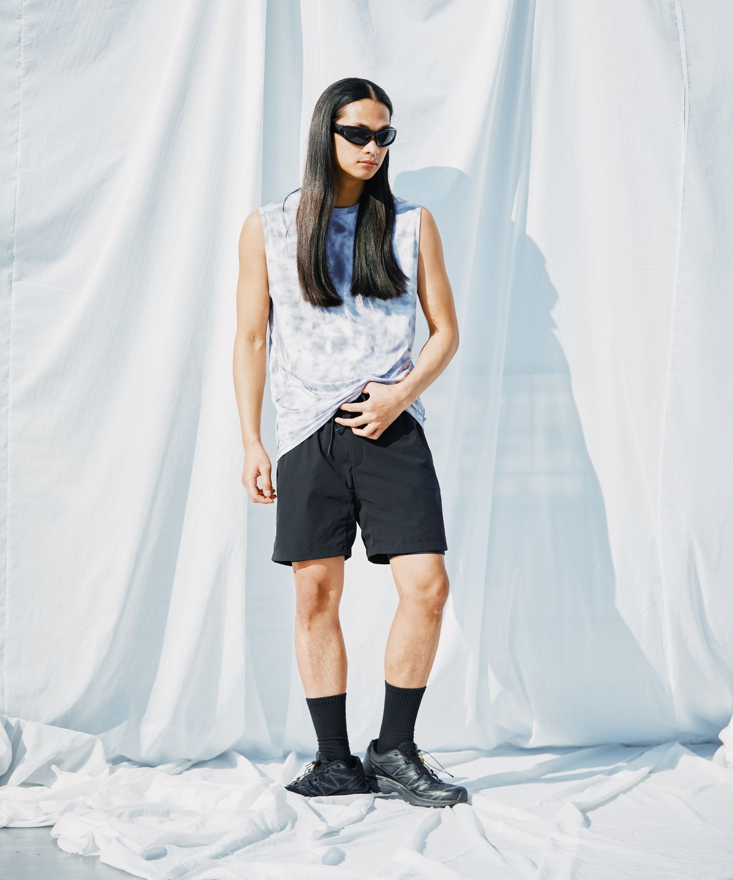 【HEREIAM MEN】マイクロリップショートパンツ ベイフロー パンツ その他のパンツ ブラック