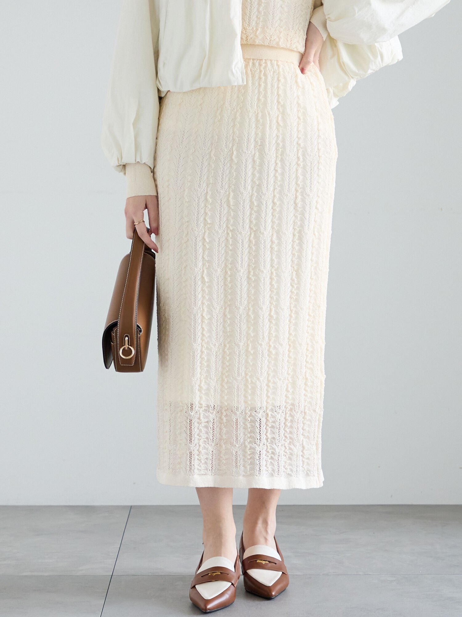 【SALE／50%OFF】Te chichi レーシーニットストレートスカート(セットアップ可)《2025spring catalog i..