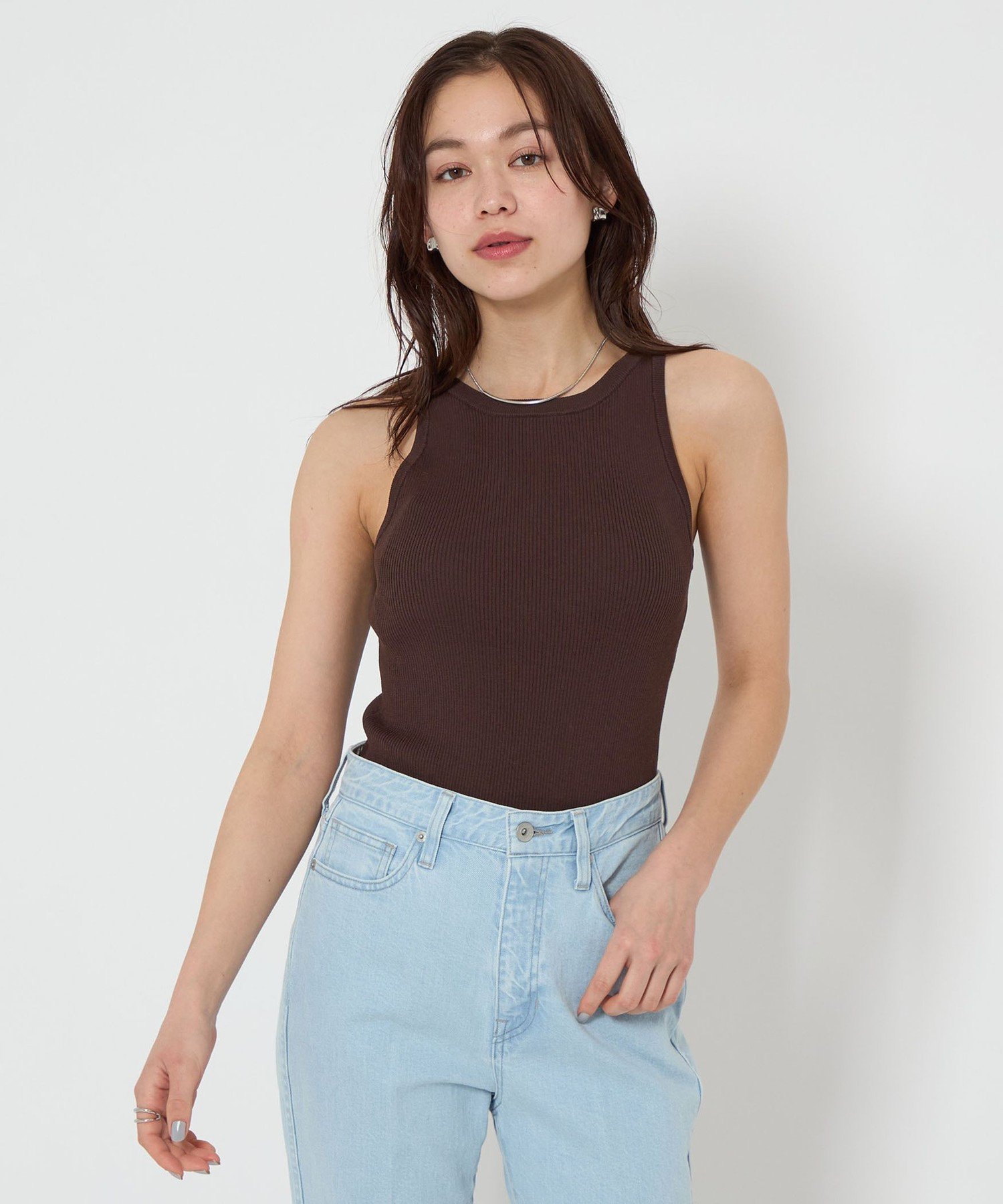 【SALE／50%OFF】UNITED ARROWS green label relaxing シャーリー 2WAY ノースリーブ ニット -ウォッシャブル- ユナイテッドアローズ グリーンレーベルリラクシング トップス ニット ブラック ホワイト ブラウンのサムネイル