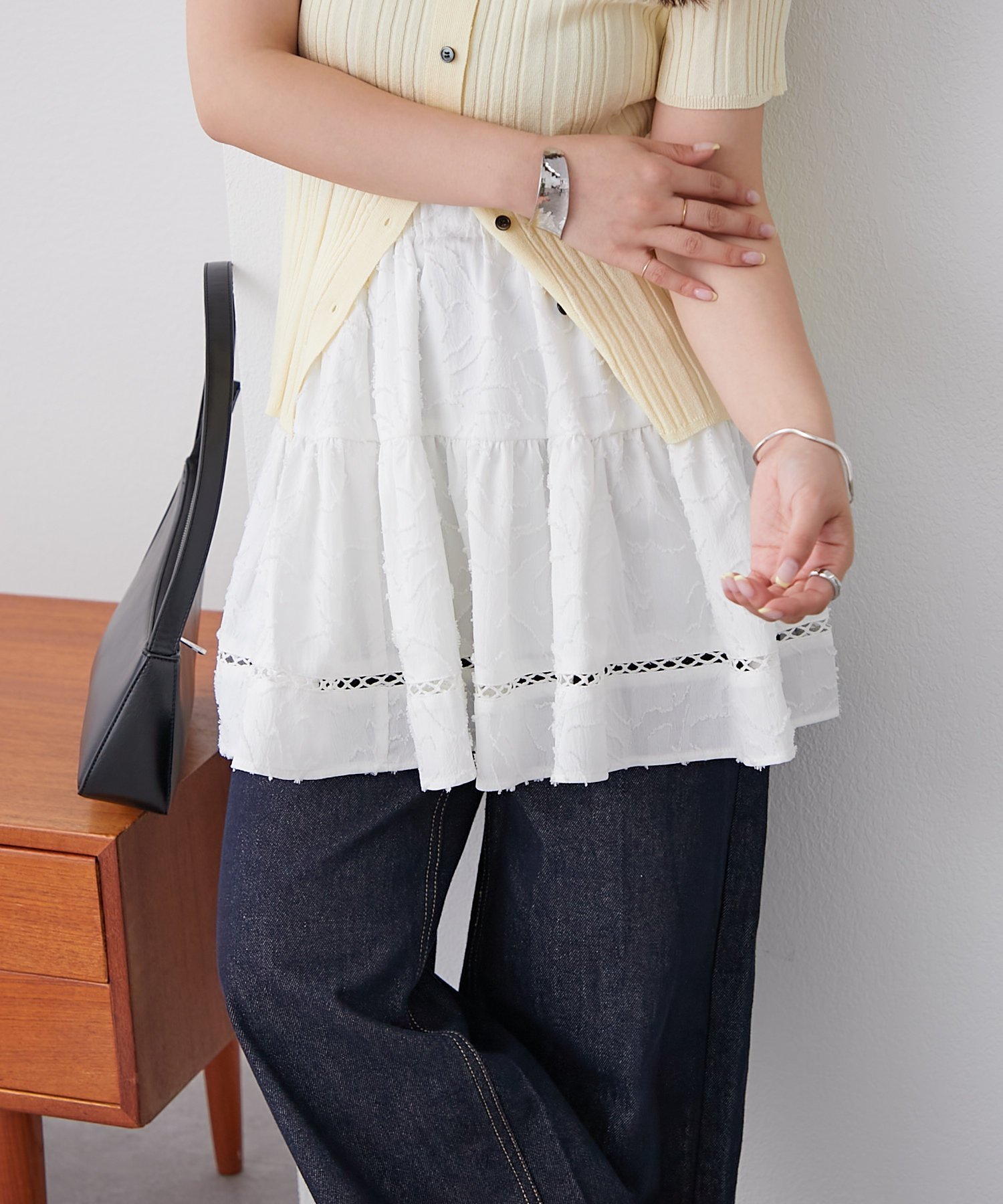 【SALE／93%OFF】PAL GROUP OUTLET 【mystic】ジャガードミニスカート パル グループ アウトレット スカート ミニスカート ブラック ホワイトのサムネイル