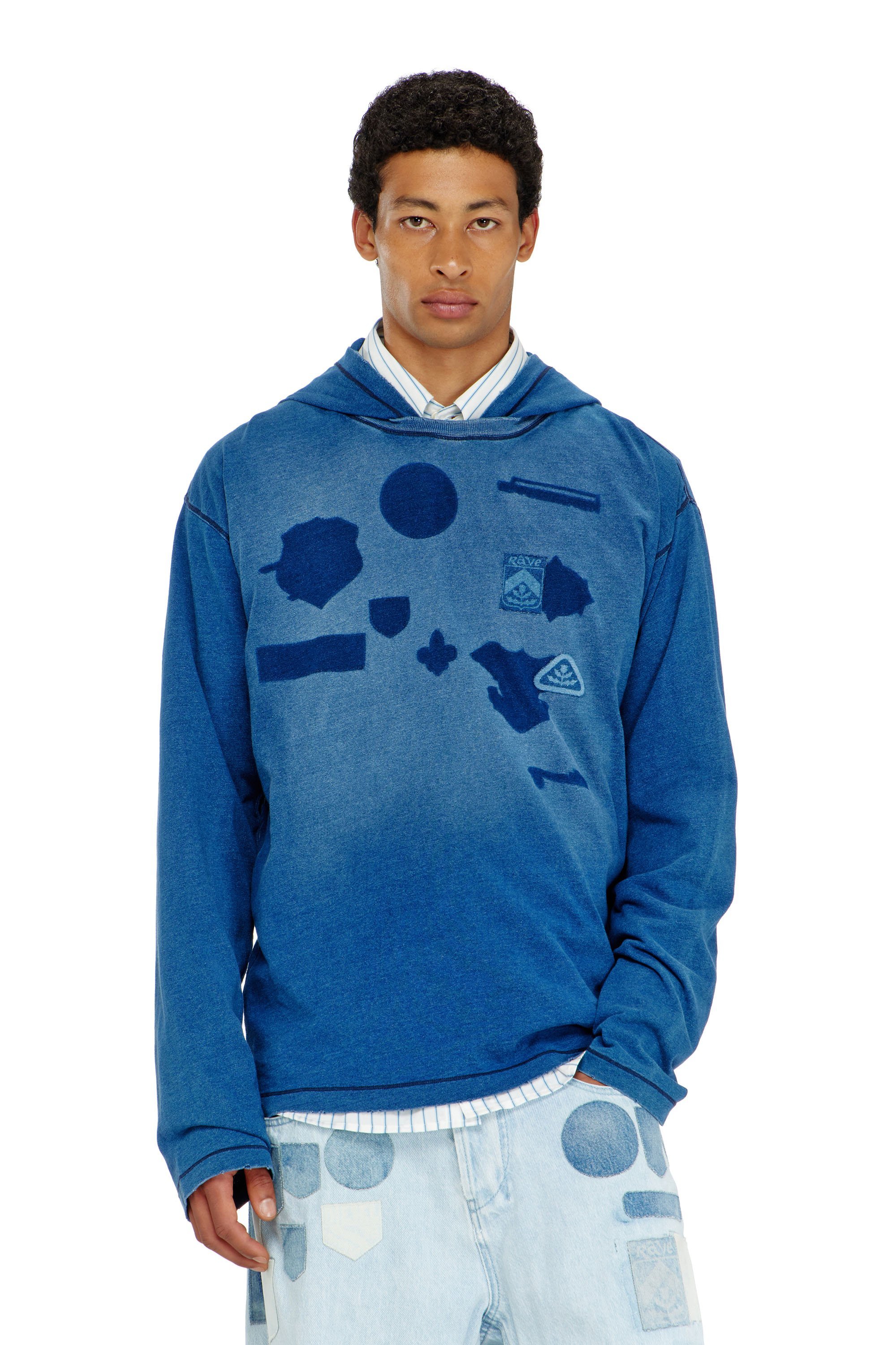DIESEL メンズ フード付き長袖Tシャツ T-NOX-LS-HOOD ディーゼル トップス カットソー・Tシャツ ブルー【送料無料】