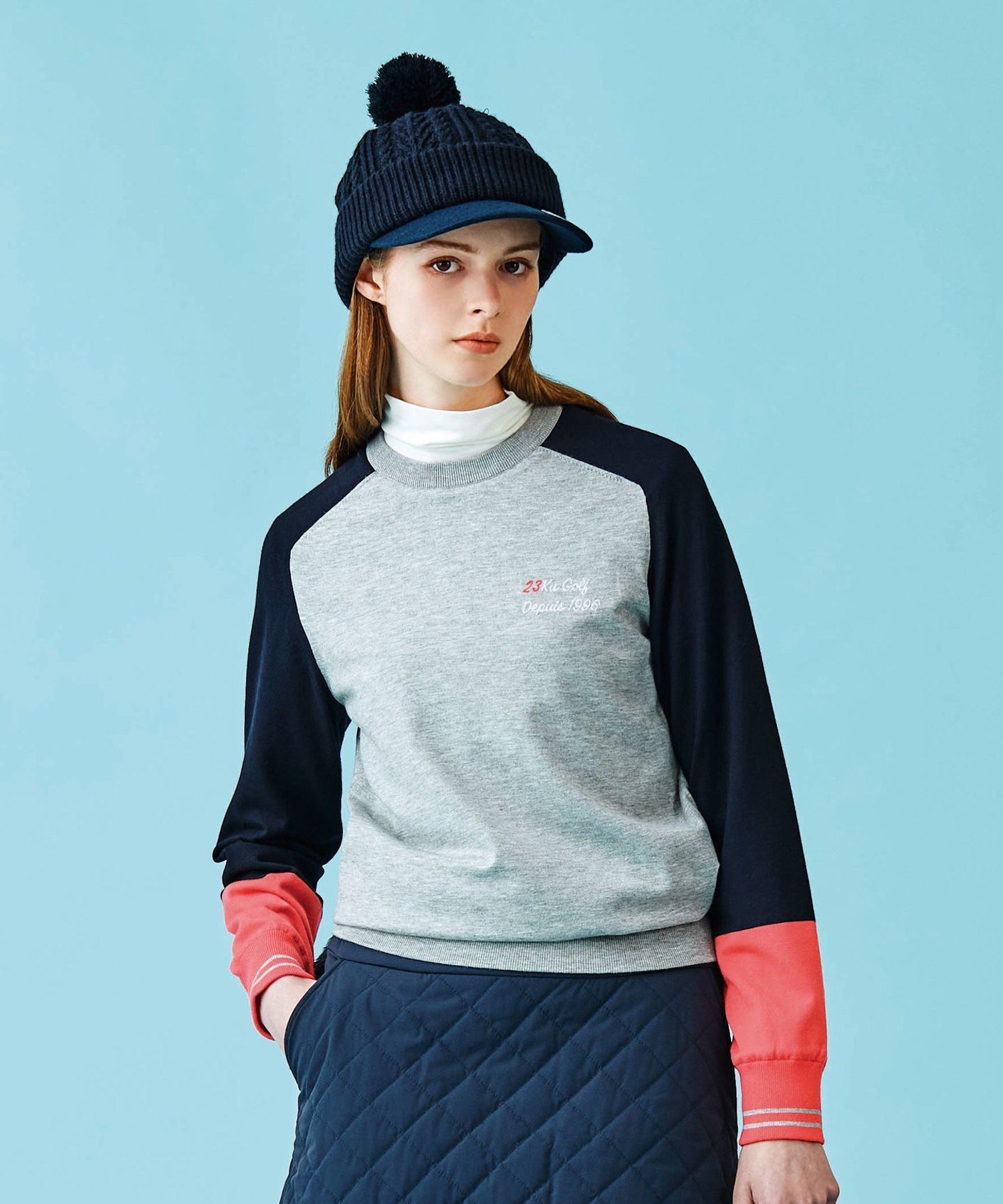 23区 ゴルフウェア レディース 【SALE／30%OFF】23区GOLF 【WOMEN】【洗える】トロンプルイユ ニット ニジュウサンクゴルフ トップス ニット グレー ホワイト【送料無料】