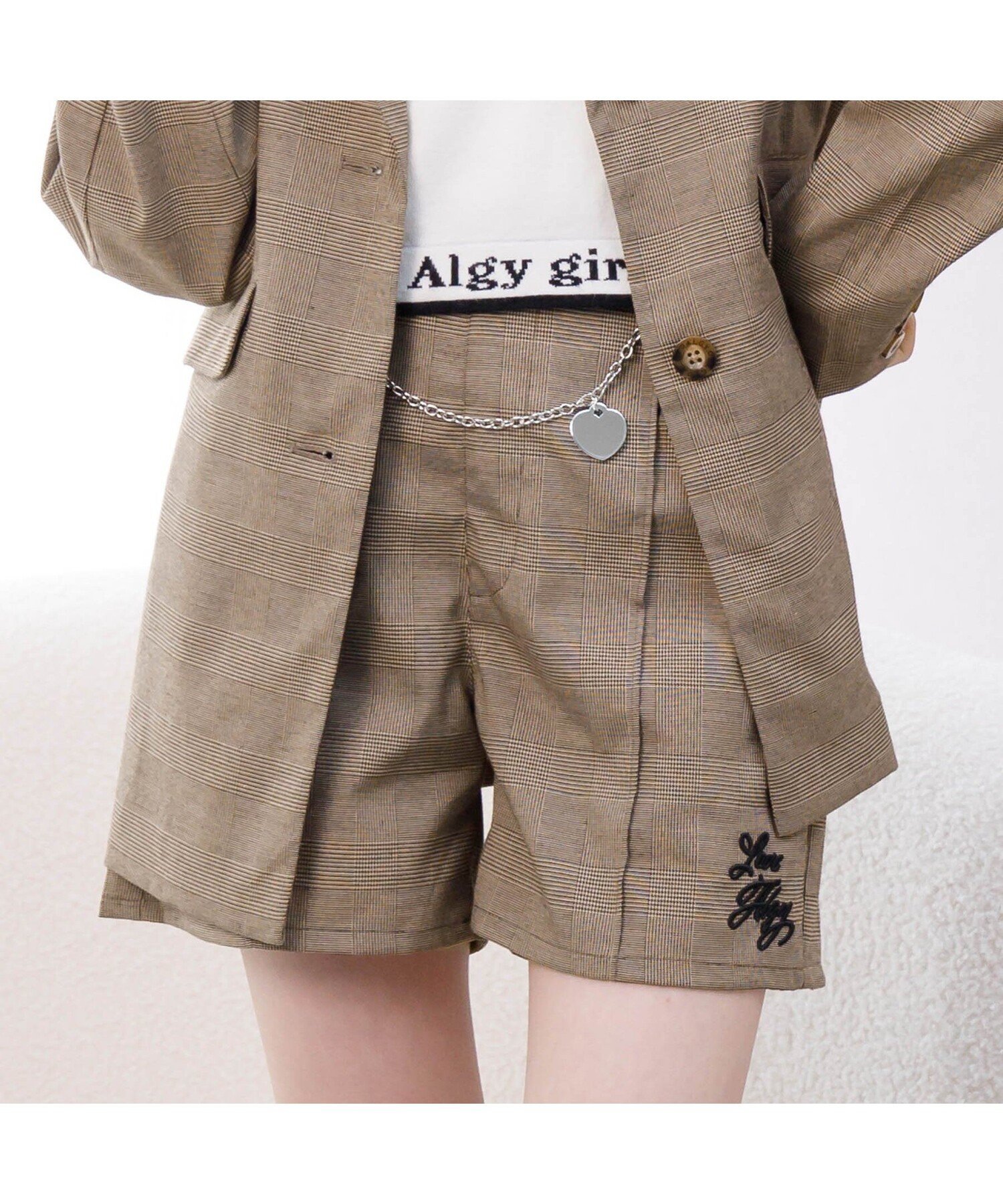 【SALE／50%OFF】ALGY 【セットアップ】チェーンベルト付きピンタックショーパン エフオーオンラインストア パンツ その他のパンツ ブラウン グレーのサムネイル