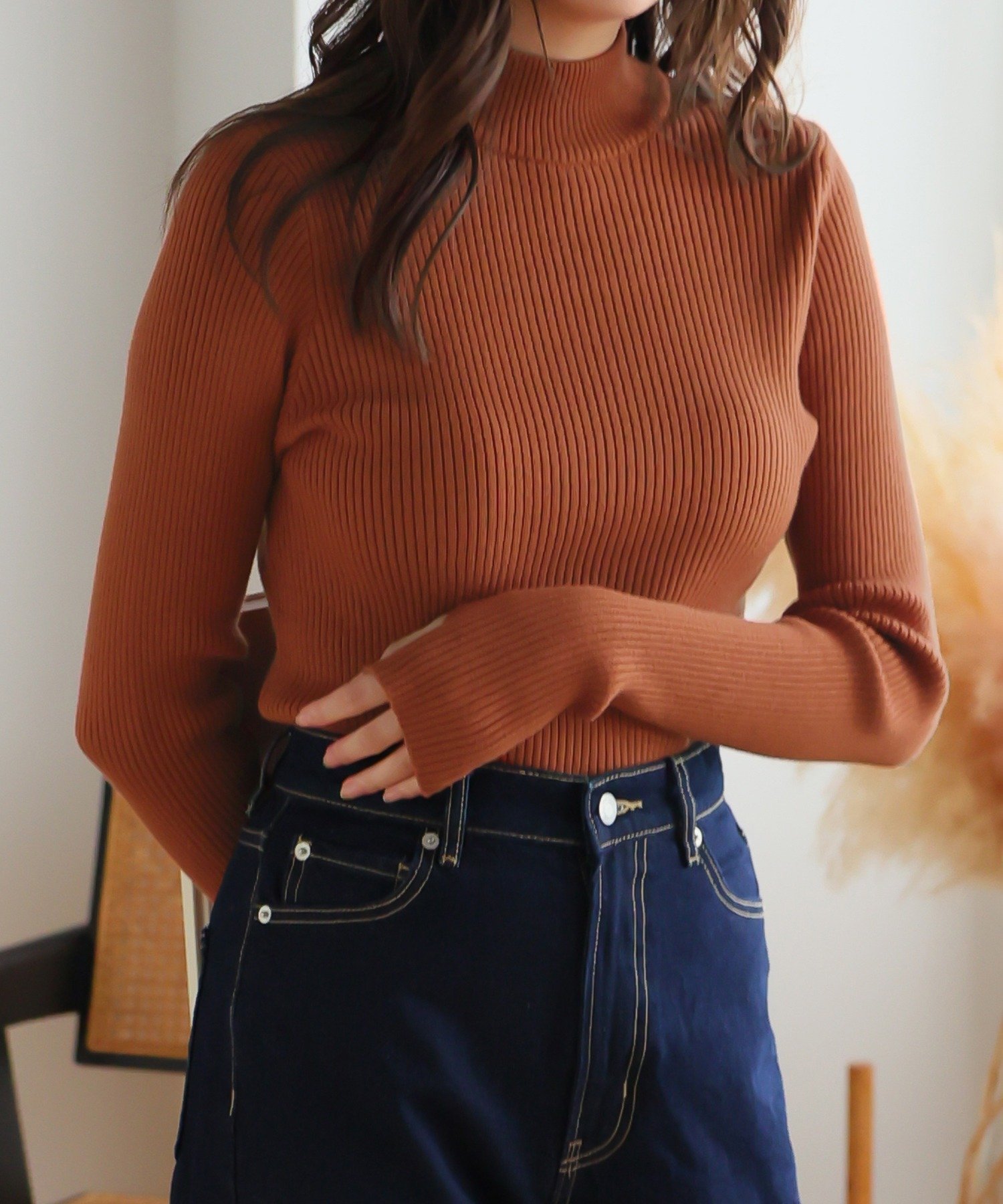 【SALE/10%OFF】Girly Doll Girly Doll/指ぬきボトルネックリブニット ドゥーラ ドゥーラ トップス ニット グレー ブラック ブル...