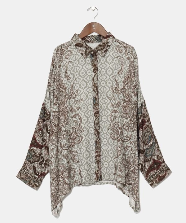 チャイハネ 【チャイハネ】デュオシャツ アミナコレクション トップス シャツ・ブラウス ブラック ブルー ベージュ