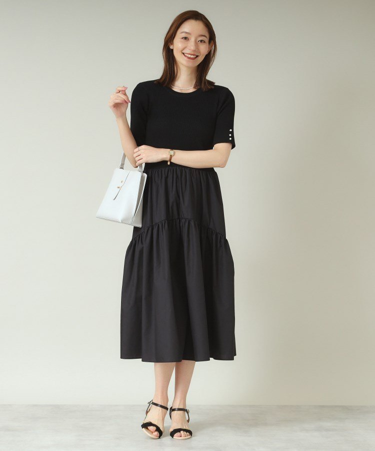 【SALE／37%OFF】ITS' DEMO 【手洗い可】ニットドッキングワンピース イッツデモ ワンピース・ドレス その他のワンピース・ドレス ネイビー ベージュ ブラック【送料無料】のサムネイル