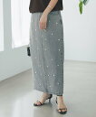 La boutique BonBon 【名品・復刻】パール付きデニムタイトマキシスカート ラブティックボンボン スカート その他のスカート ブルー グレー【送料無料】