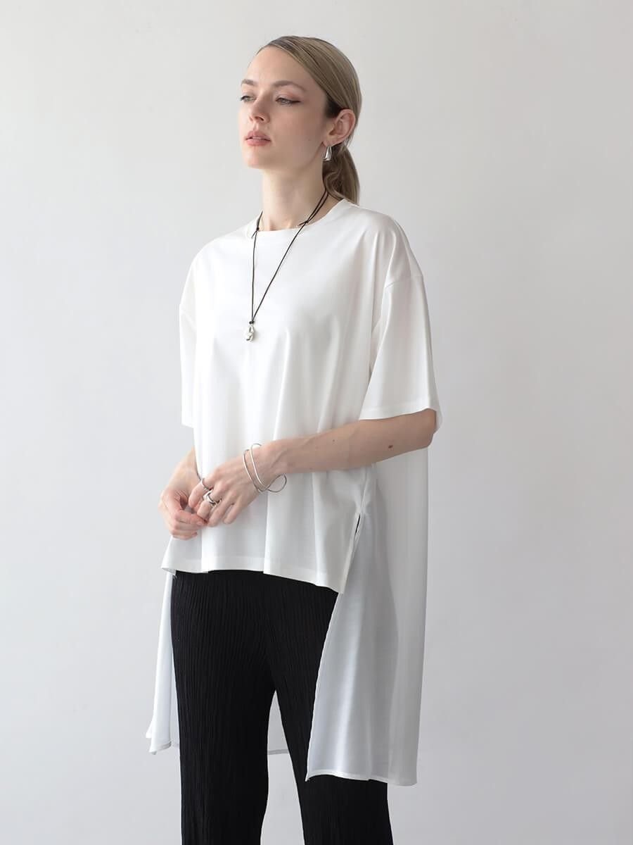 NORITAKE スーピマコットンシアーヘムカットソー ラシュッド トップス カットソー・Tシャツ ブラック グレー ホワイト