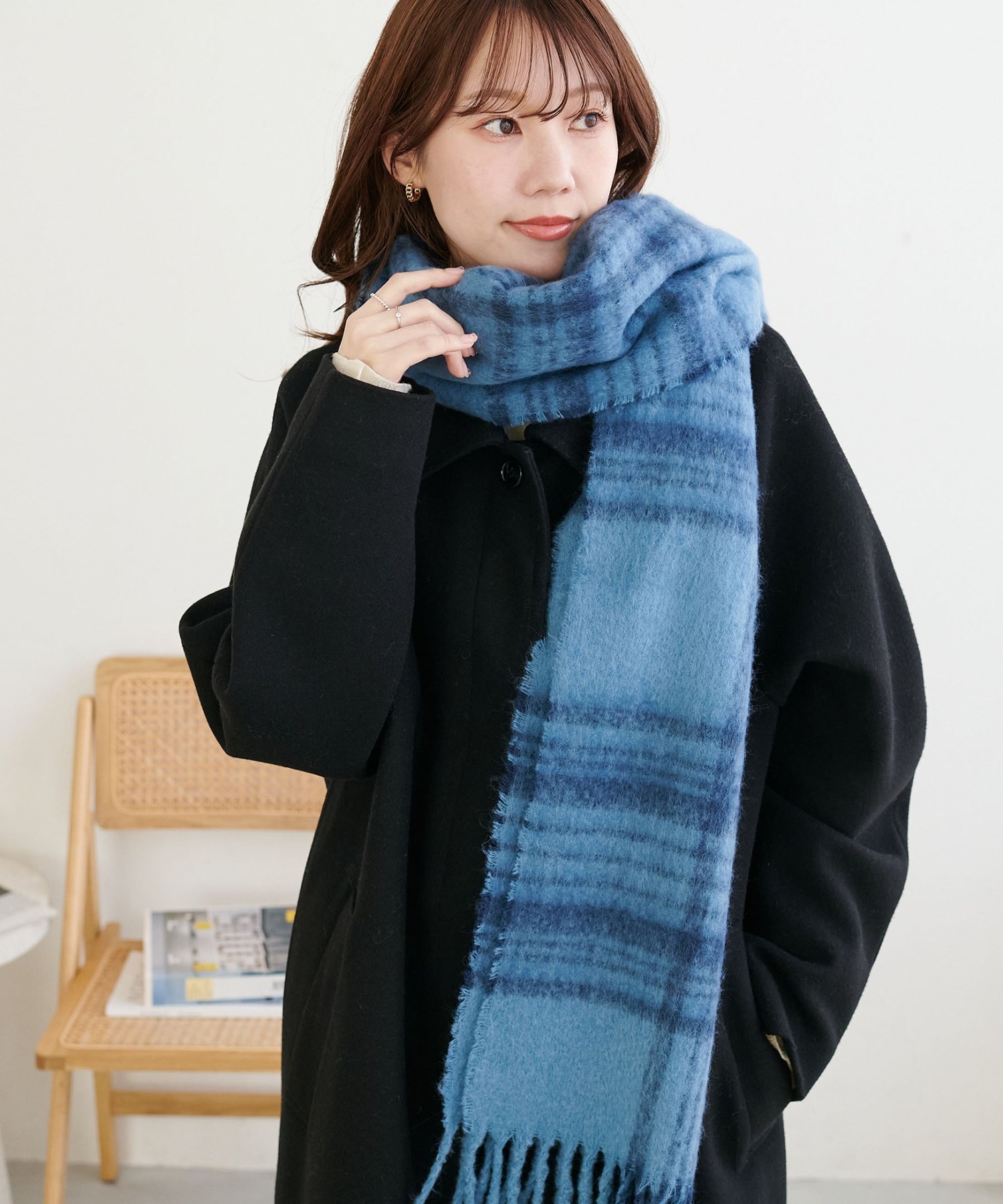 Discoat 【ユニセックス】リング糸ボリュームチェックマフラー ディスコート ファッション雑貨 マフラ..