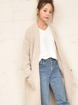 【SALE/34%OFF】coca 淡いカラーの上品ニットカーディガン コカ ニット カーディガン ベージュ グレー ピンク