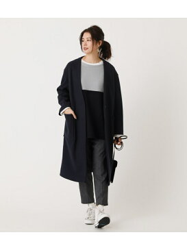 【SALE／50%OFF】AZUL by moussy COLLARLESSMIDYCOAT/カラーレスミディコート アズールバイマウジー コート/ジャケット ハーフコート ネイビー ホワイト カーキ【送料無料】