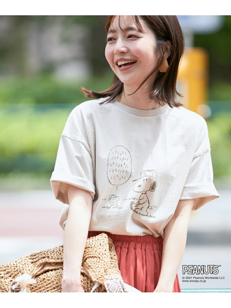 VIS 【WEB限定カラー,サイズ有】【PEANUTSコラボ】スポーツプリントTシャツ ビス トップス その他のトップス グレー ホワイト カーキ ピンクのサムネイル