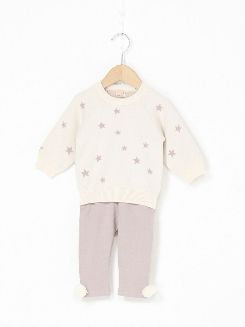 【SALE／54%OFF】petit main 星柄ニットプルオーバー/パンツセット ナルミヤオンライン カットソー キッズカットソー ホワイト ブラックのサムネイル