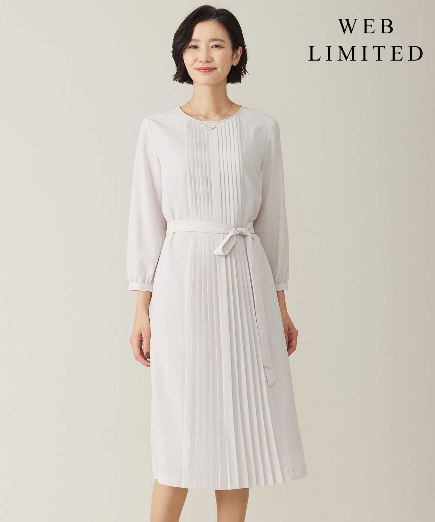 J.PRESS LADIES L 【洗える】ノルディス2wayジョーゼット フロントプリーツ ワンピース ジェイプレス ワンピース・ドレス ワンピース グレー ベージュ ブラック ネイビー