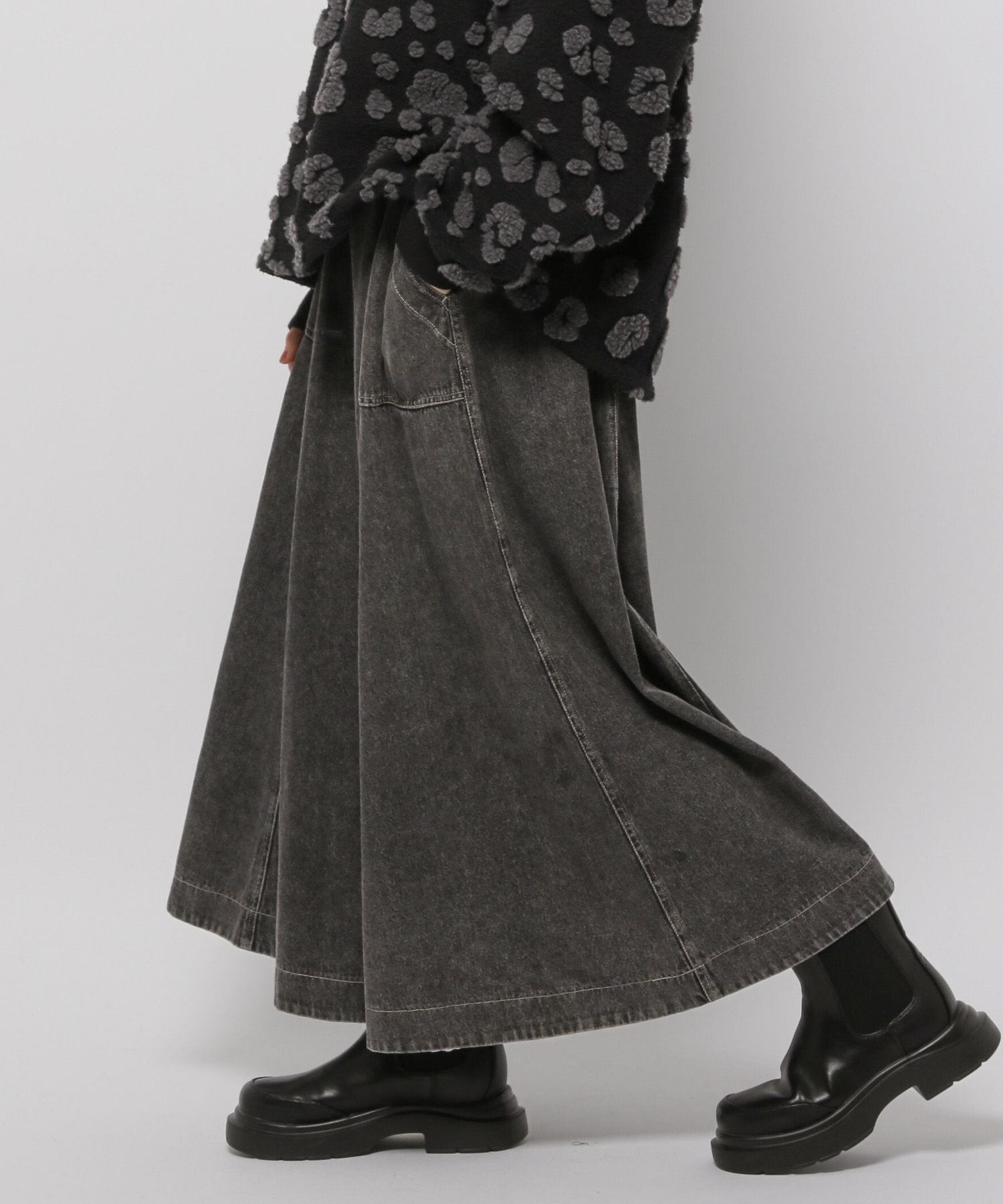 niko and ... ベルトフレアスカート【新色入荷】 ニコアンド スカート ロング・マキシスカート ブラック グレー ブラウン ブルー【送料無料】のサムネイル