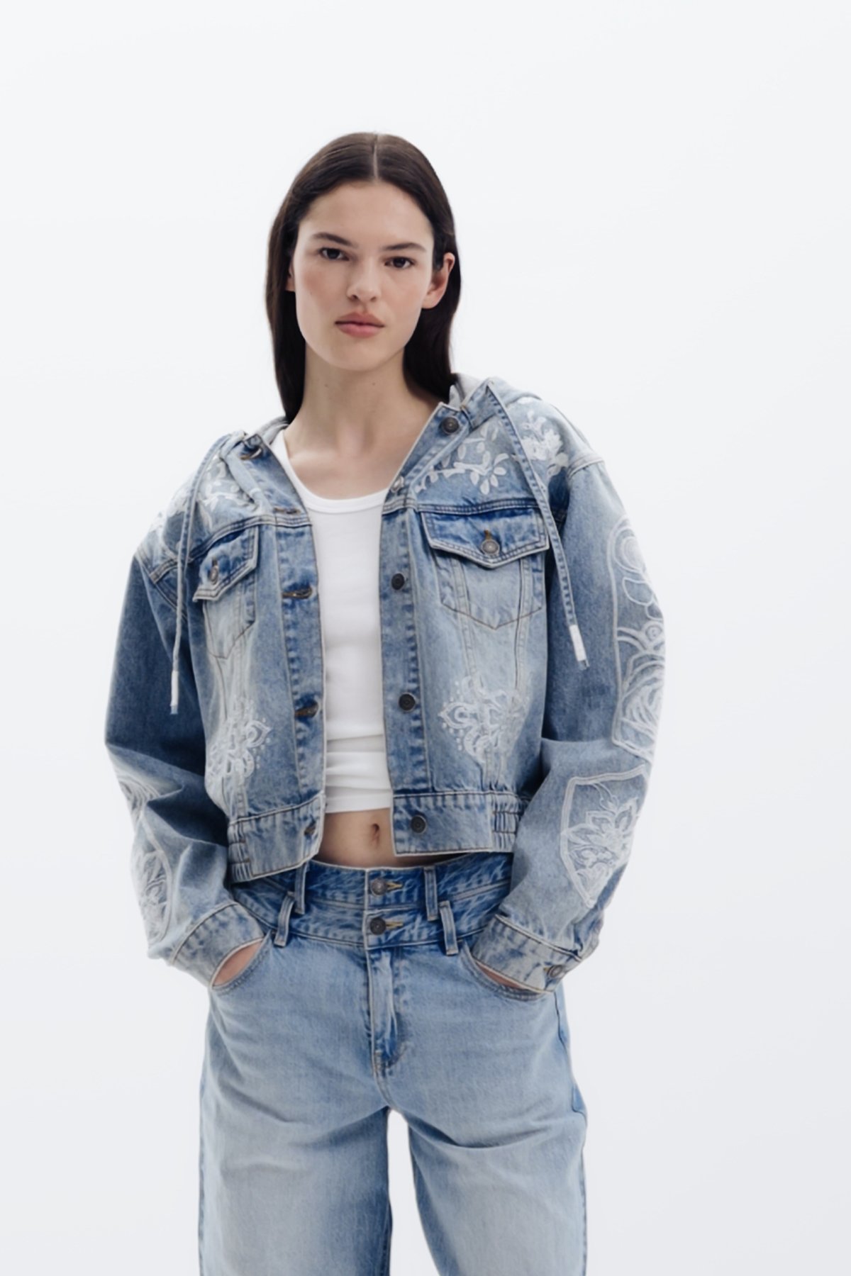 Desigual デニムジャケットフード デシグアル ジャケット・アウター デニムジャケット ブルー【送料無料】
