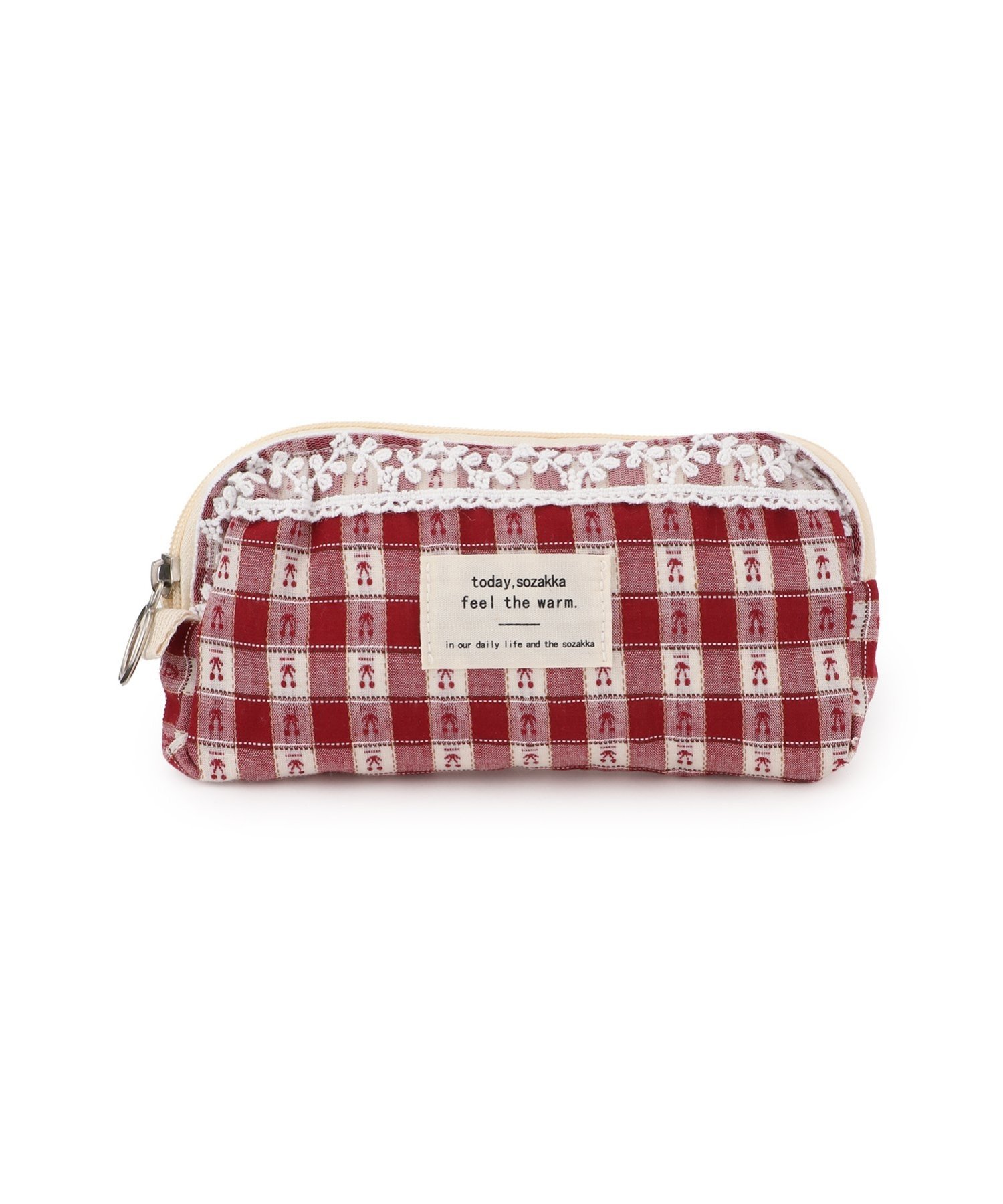 Mignonjour Mignonjour/(W)さくらんぼチェック柄ペンケース ミニョントレフル ルームヨンマルサンセレクティッド 財布・ポーチ・ケース ポーチ グリーン レッド ブルー