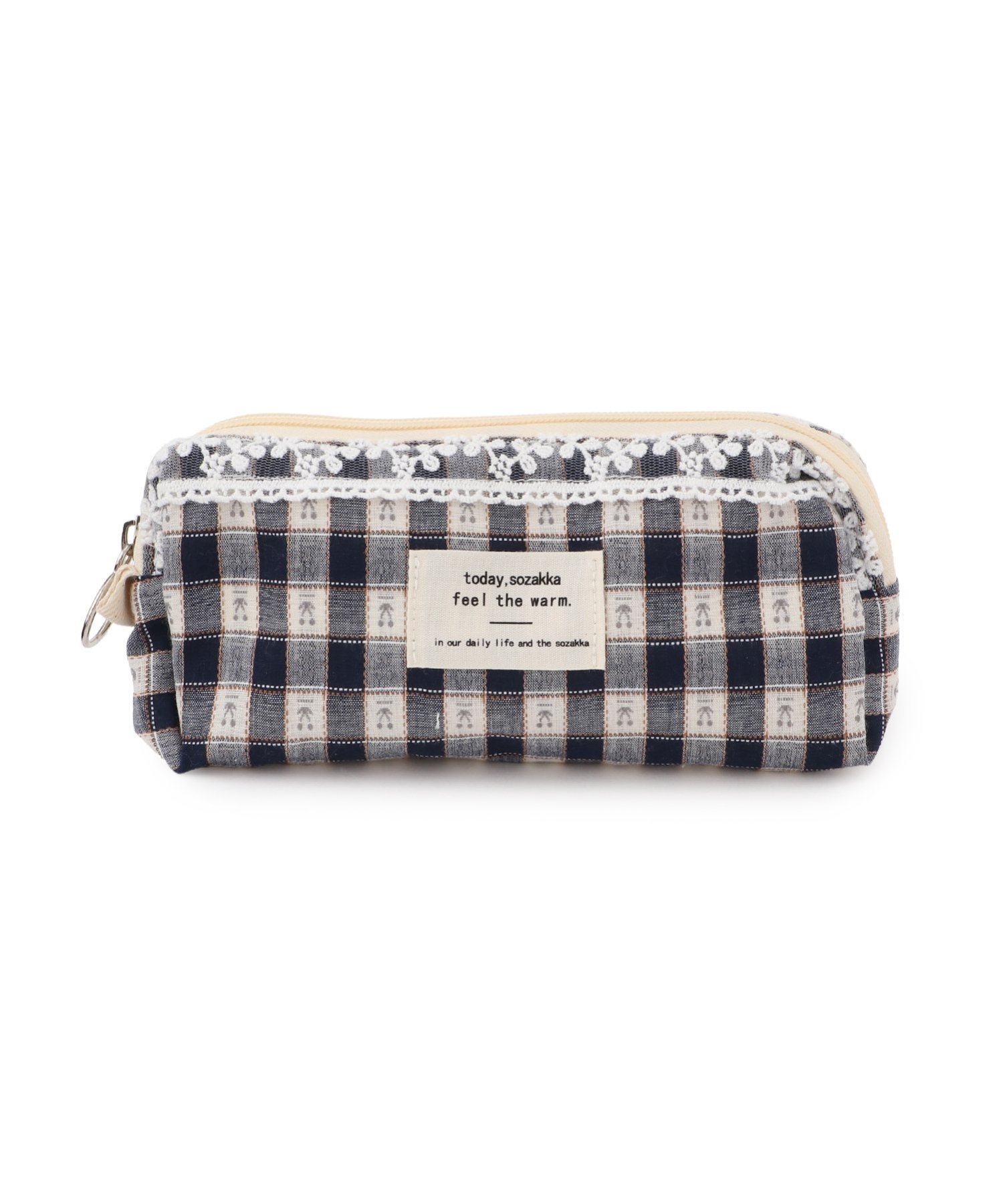 Mignonjour Mignonjour/(W)さくらんぼチェック柄ペンケース ミニョントレフル ルームヨンマルサンセレクティッド 財布・ポーチ・ケース ポーチ グリーン レッド ブルー