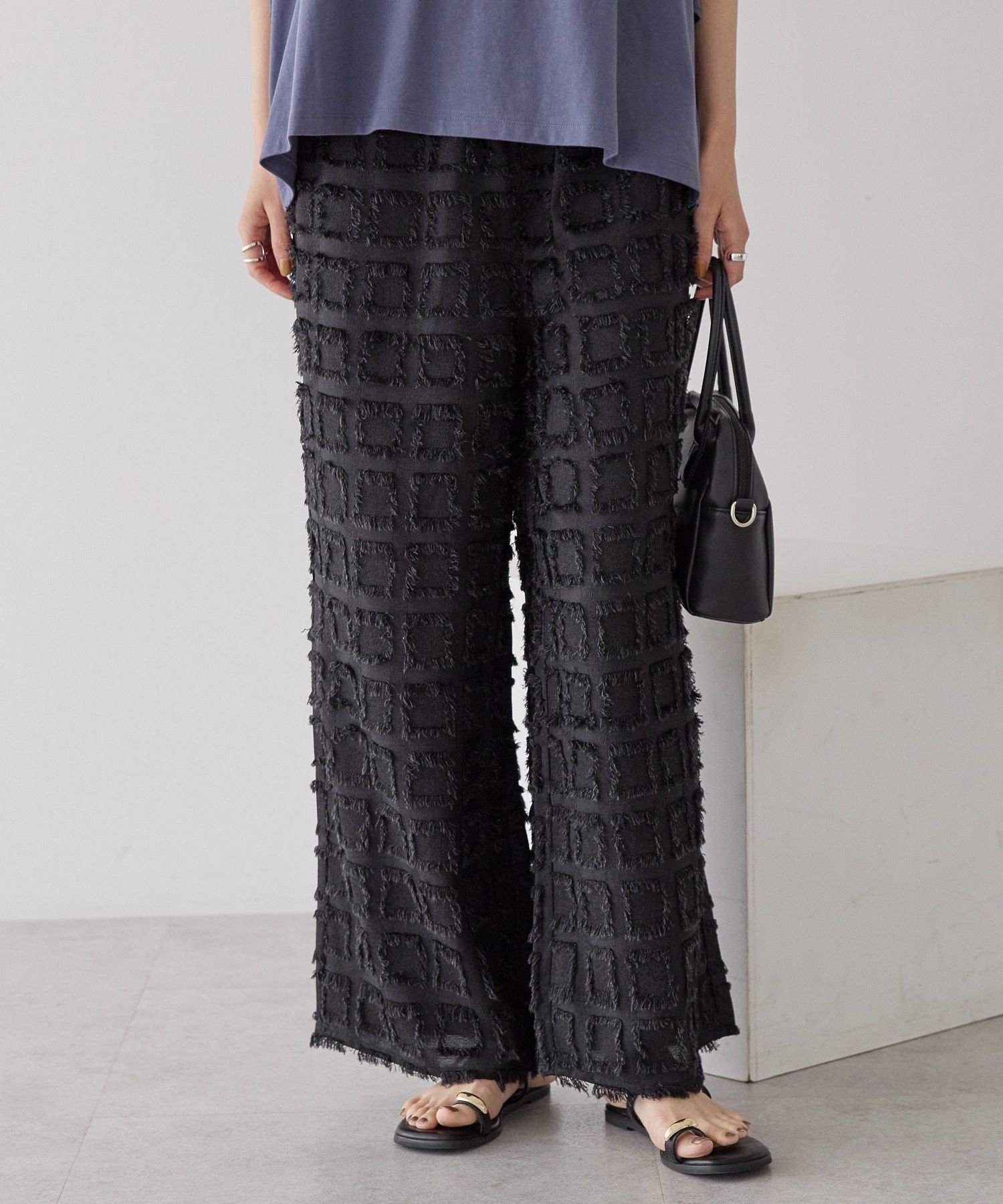 AMERICAN HOLIC フリンジチェックパンツ アメリカン ホリック パンツ その他のパンツ ブラックのサムネイル