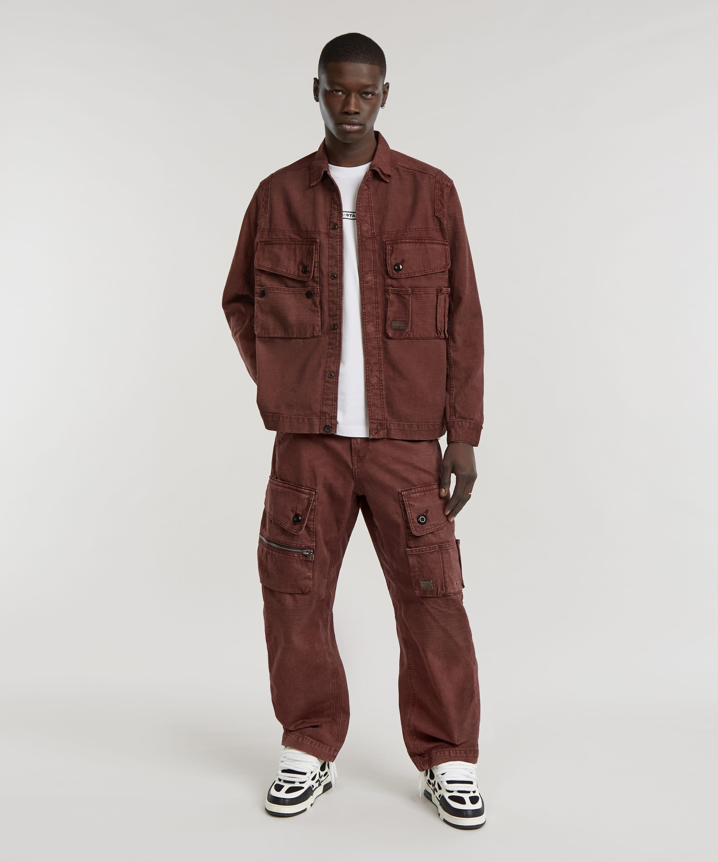 【公式ショップ】UTILITY OVERSHIRT/ミリタリーディテールキャンバスジャケット ジースターロゥ トップス シャツ・ブラウス レッド