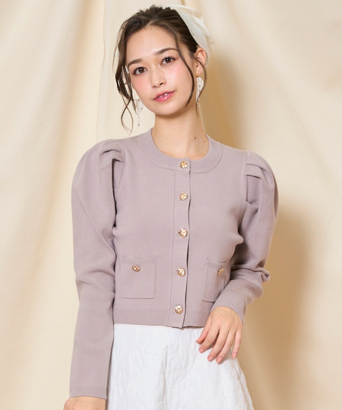 WILLSELECTION タックスリーブニットカーディガン ウィルセレクション トップス カーディガン ブラウン ブラック ブルー ピンク【送料無料】