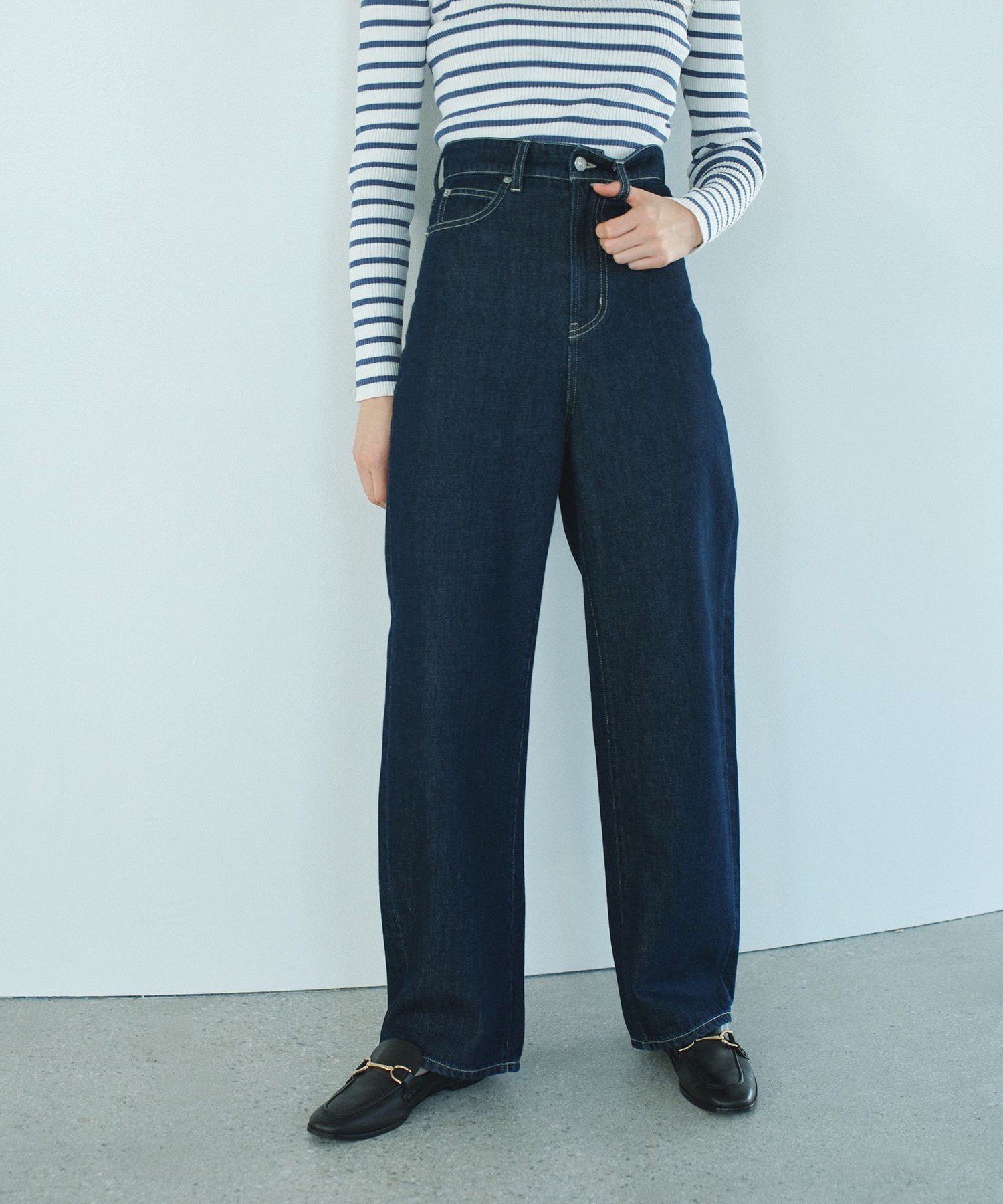 【オールシーズン活躍】ワンウォッシュ10ozデニムパンツ ビアンカ パンツ ジーンズ・デニムパンツ ブルー ホワイト