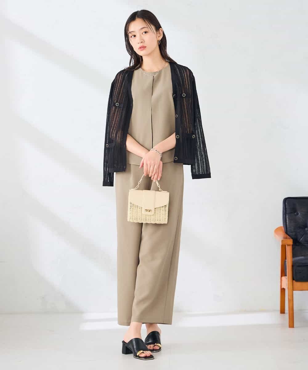 【SALE／50%OFF】a.v.v 【接触冷感/アンチピリング】ワイドパンツオールインワン アー・ヴェ・ヴェ オールインワン・オーバーオール オーバーオール・サロペット ブラック ネイビー カーキグリーン【送料無料】